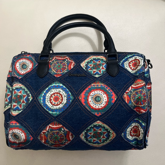 Desigual Women’s Denim Patchwork Bowling Bag - Picture 3 of 10
